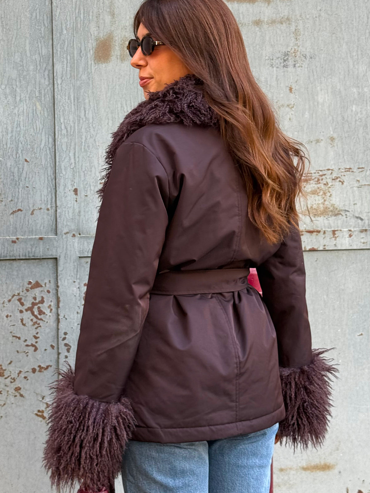Veste fluffy Charlotte — Chocolat