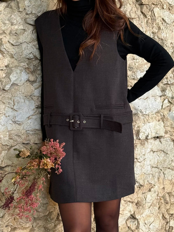 Robe ceinturée Isa — Anthracite