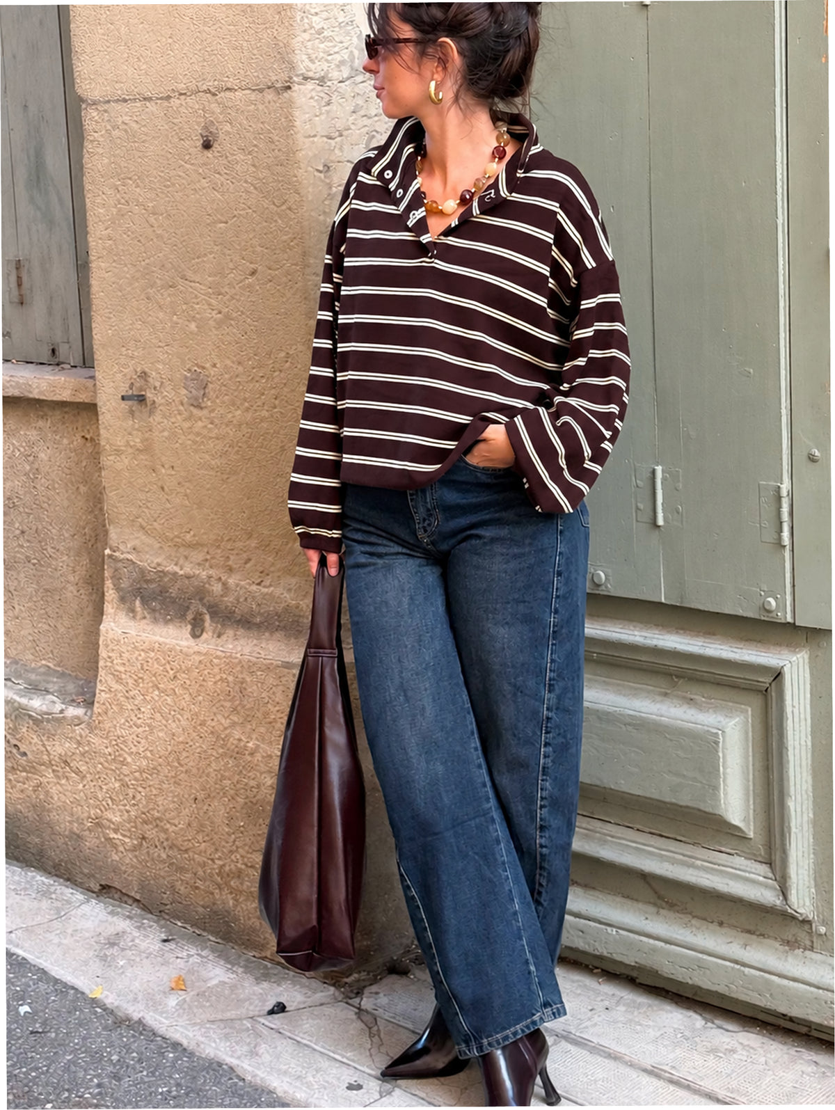 Pull à rayures Clea — Marron
