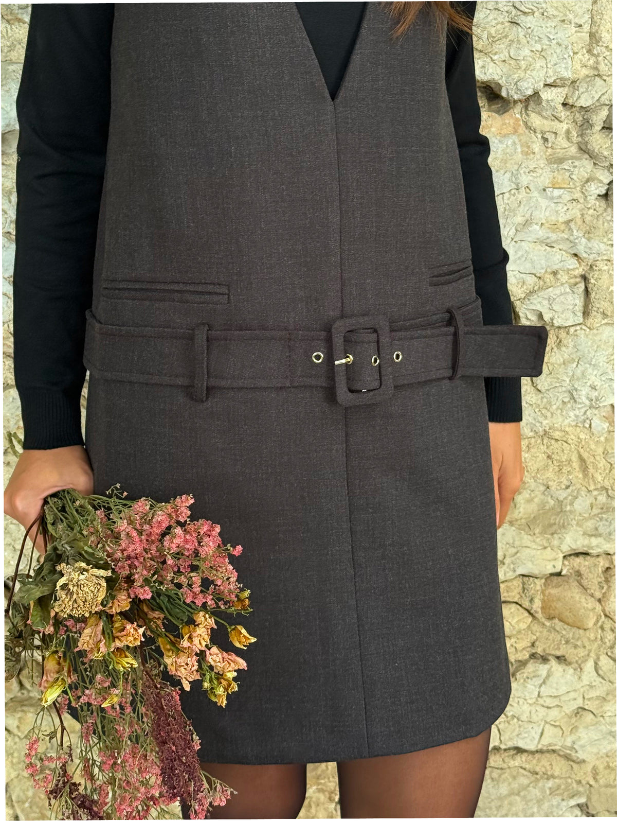 Robe ceinturée Isa — Anthracite