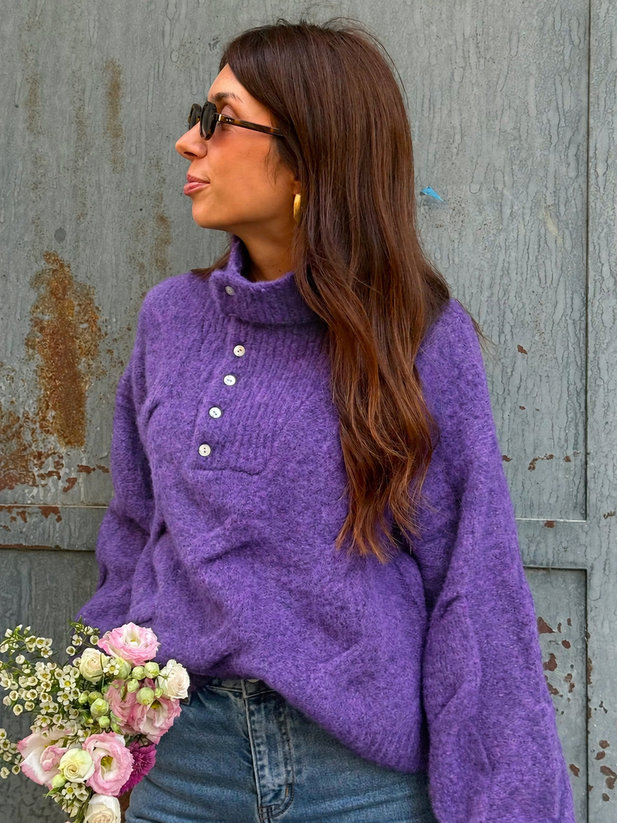 Pull col montant Charlène – Violet