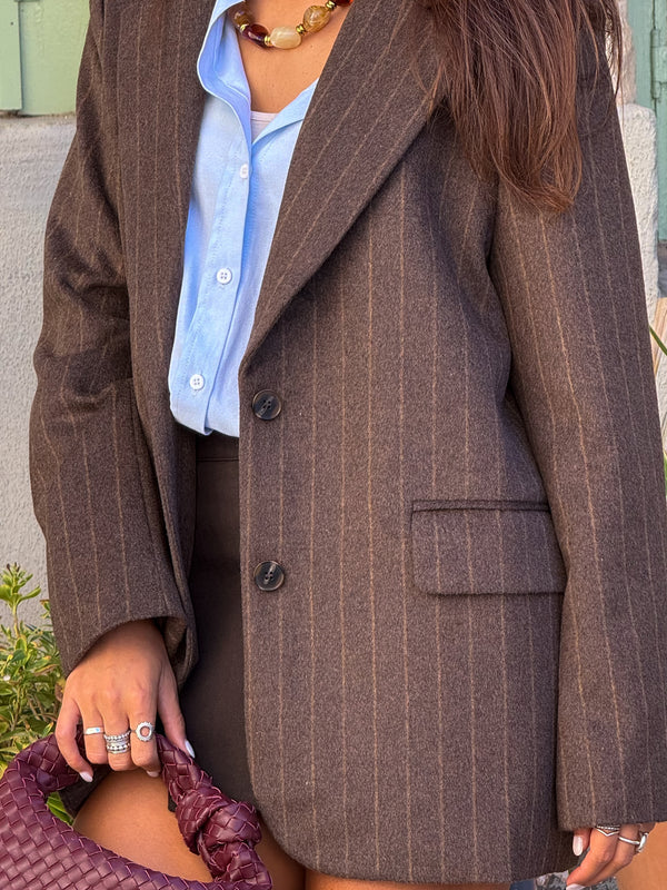 Blazer rayé Manon – Chocolat