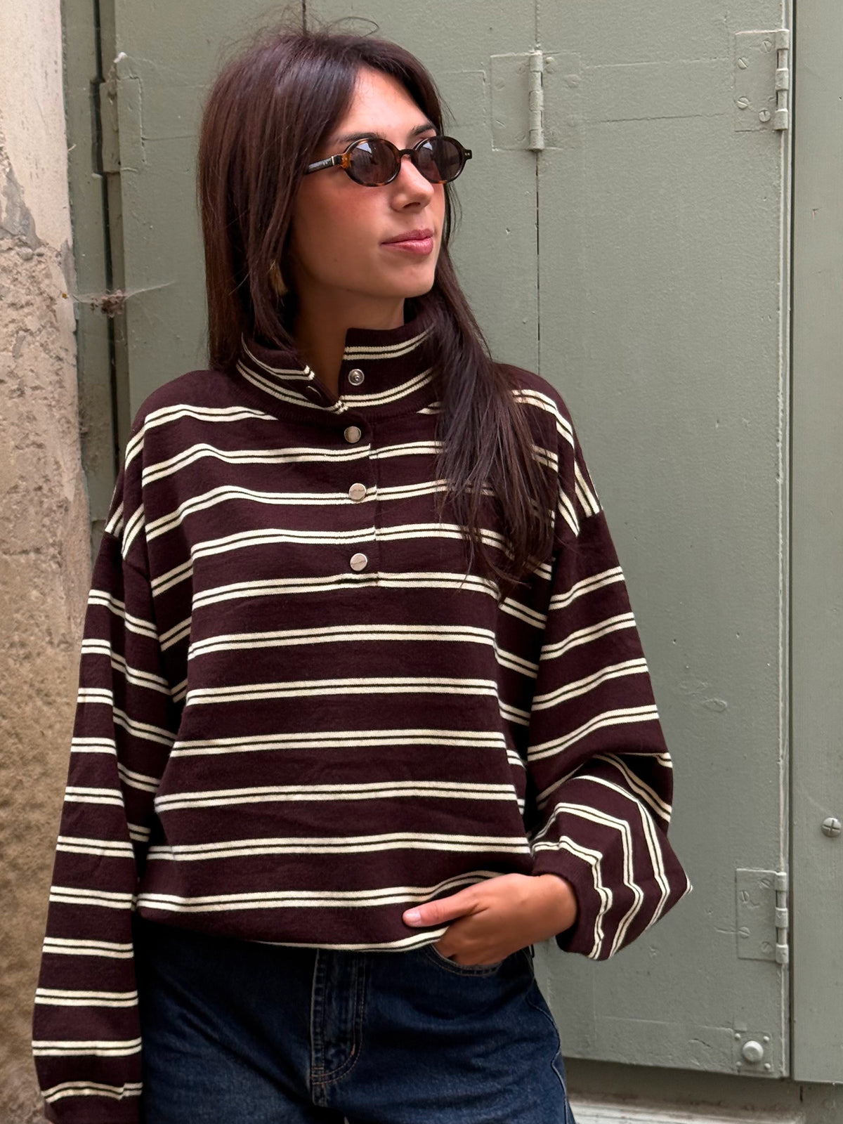 Pull à rayures Clea — Marron