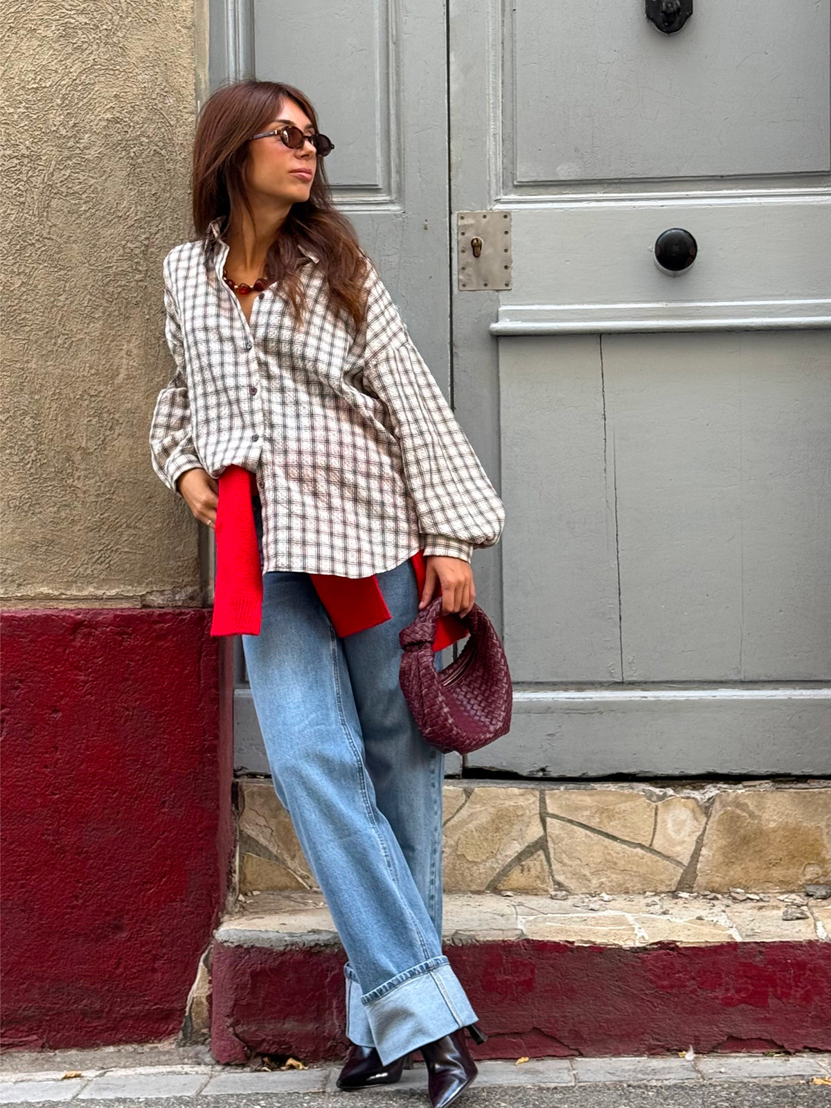 Pull boutonné Orane - Rouge