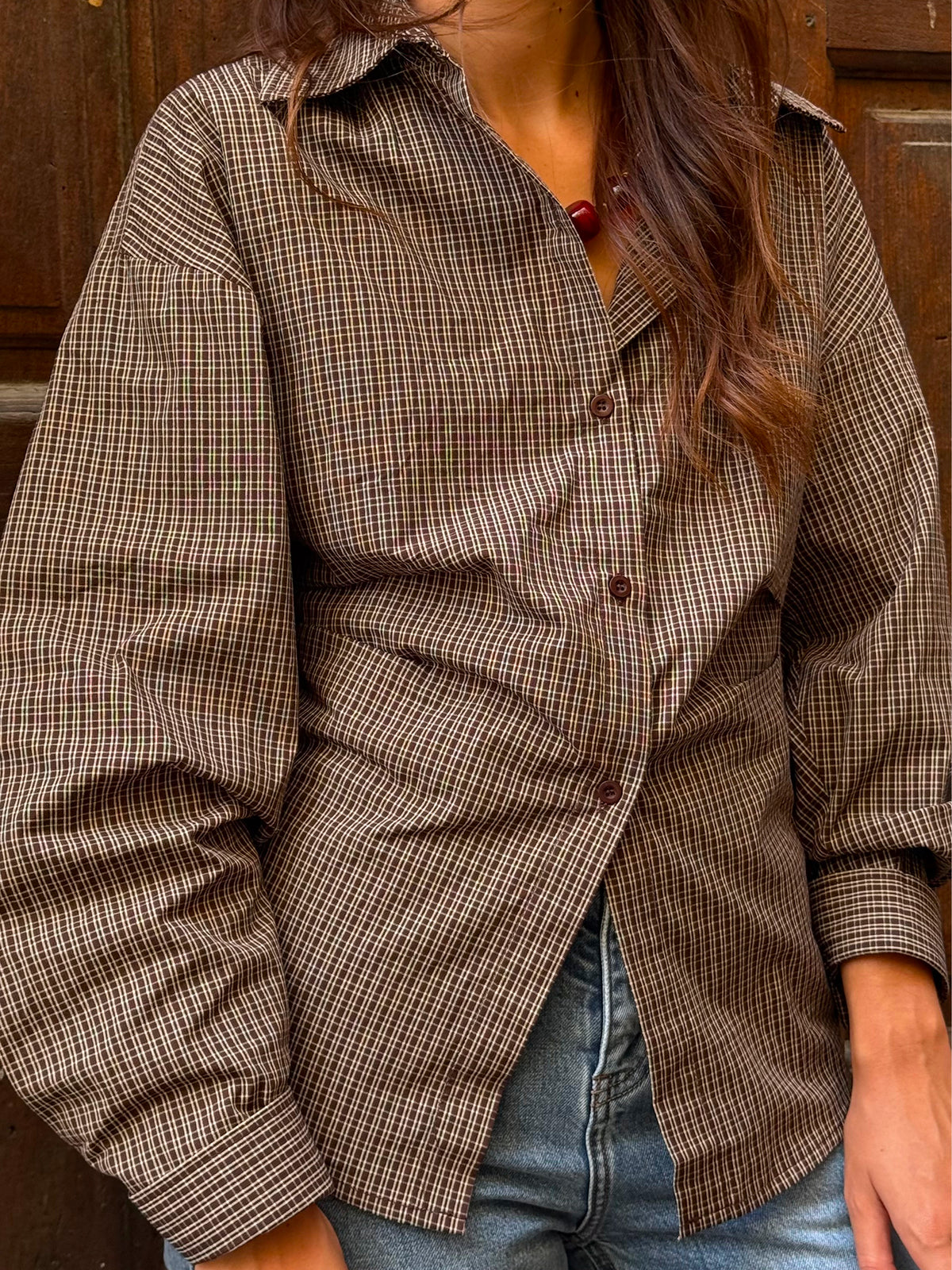 Chemise cintrée Vanessa — Chocolat