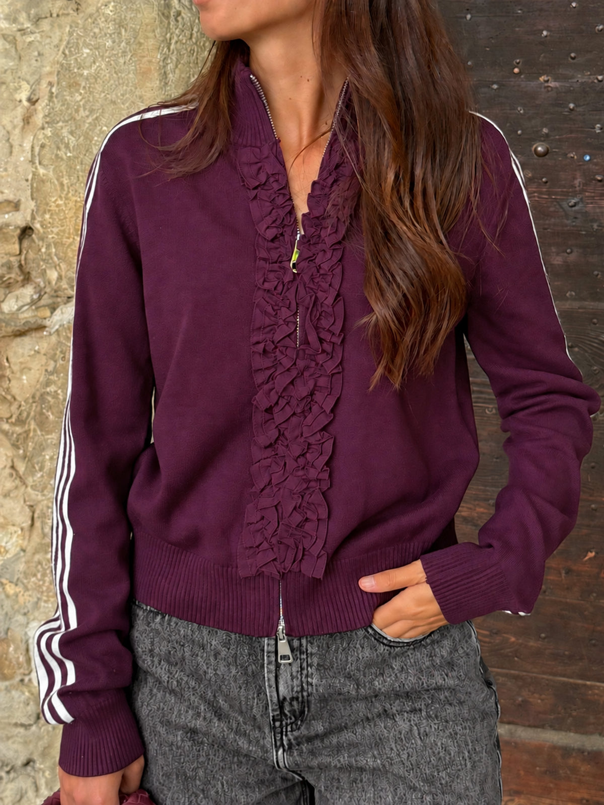 Gilet zip Sacha — Prune