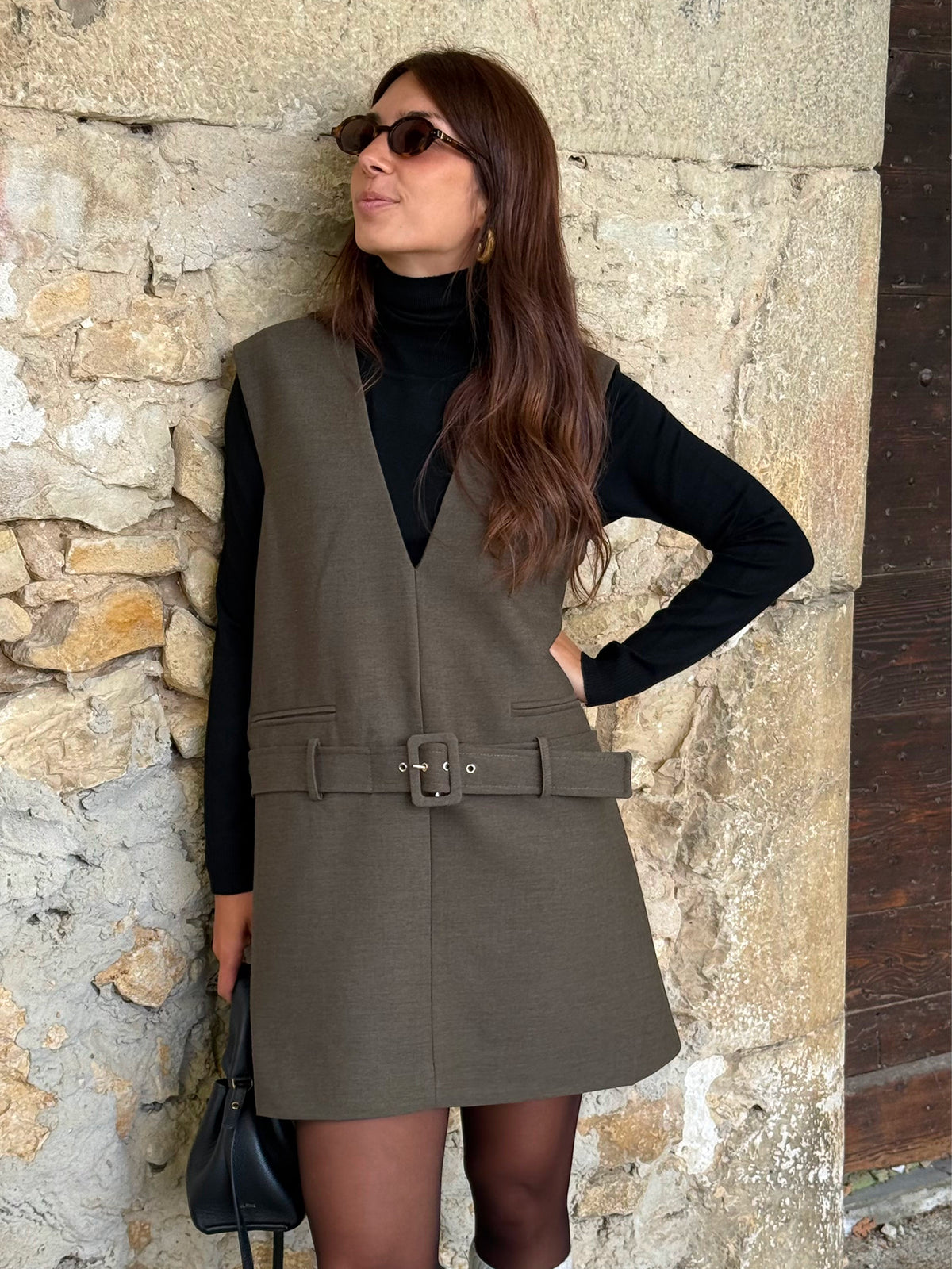 Robe ceinturée Isa — Kaki