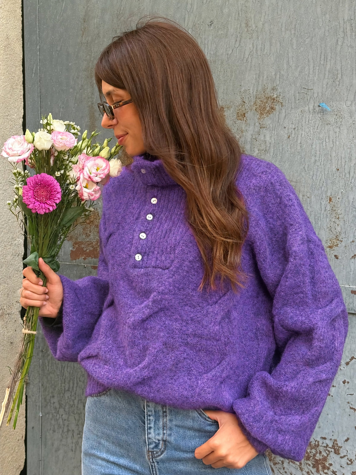 Pull col montant Charlène – Violet