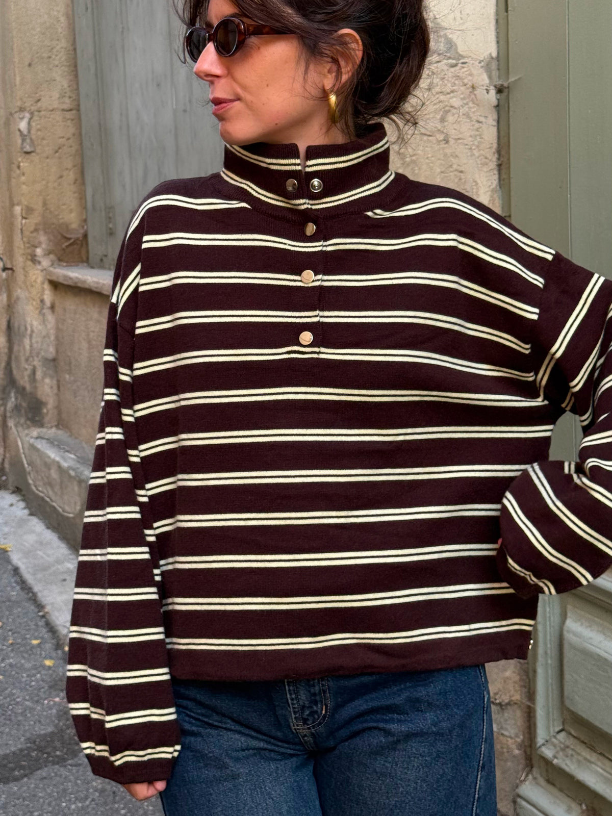 Pull à rayures Clea — Marron