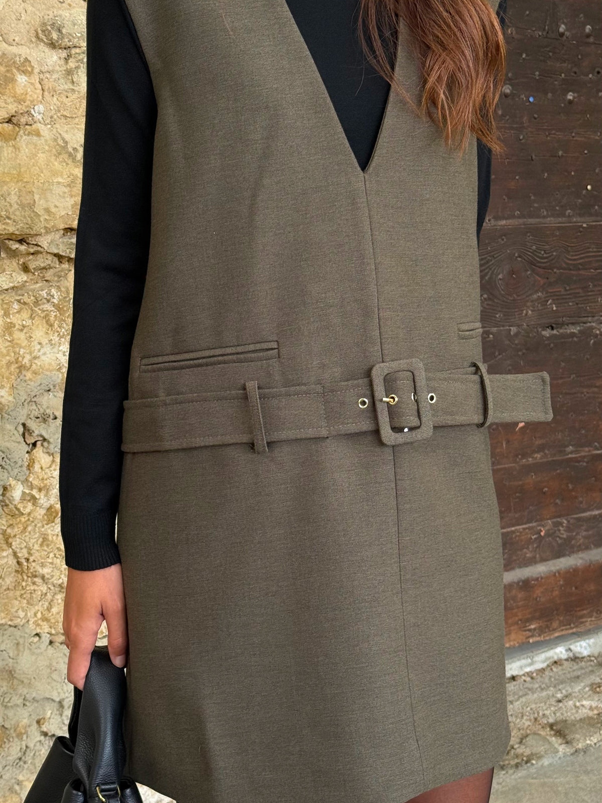 Robe ceinturée Isa — Kaki