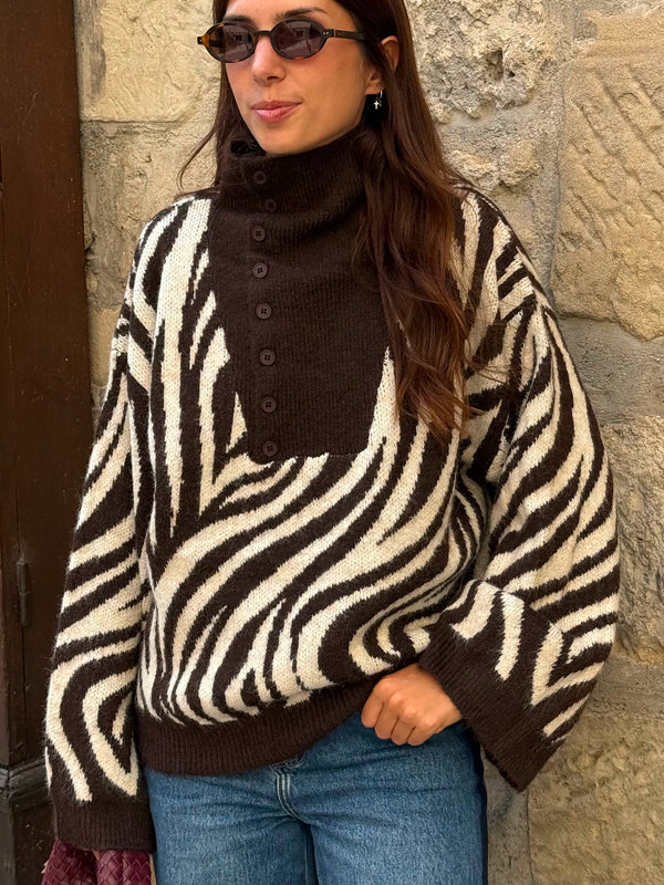 Pull à motif Zèbre Maeva