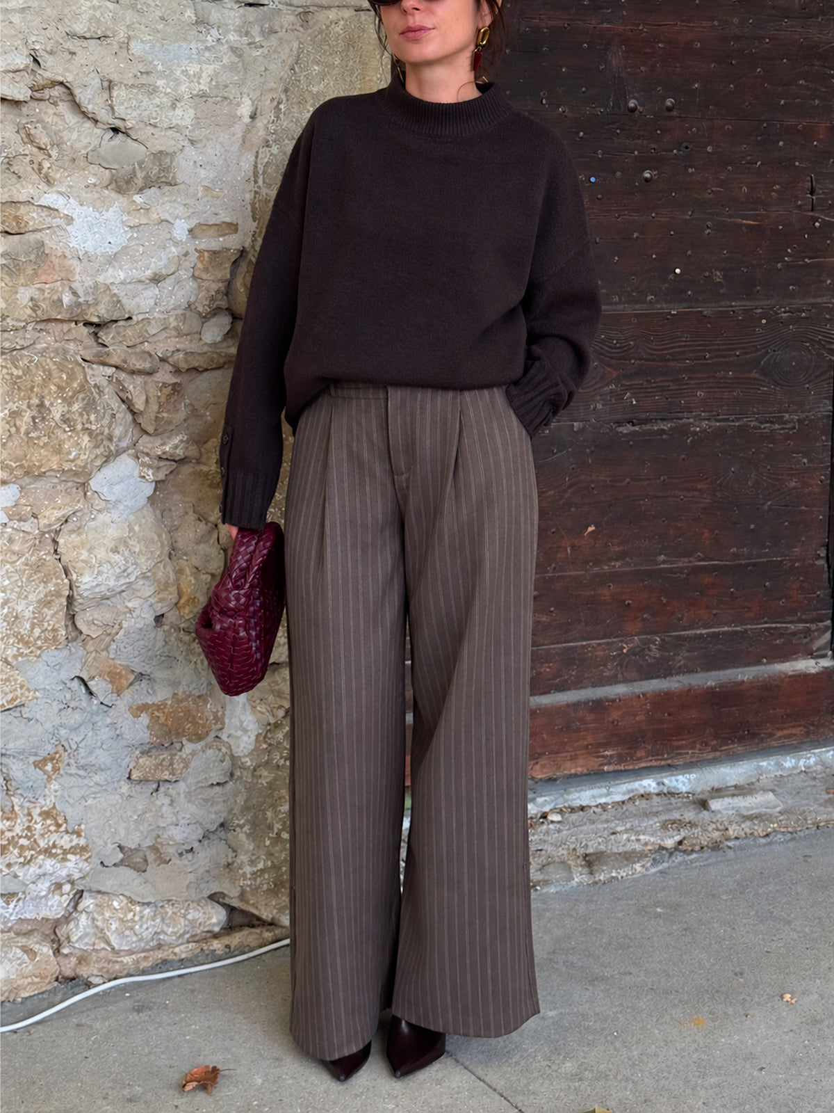 Pantalon à rayures Mag — Taupe