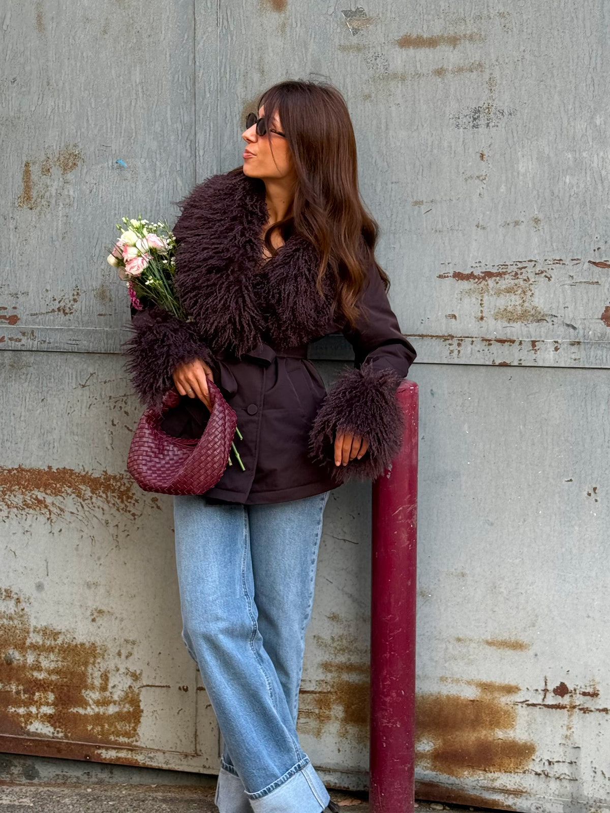 Veste fluffy Charlotte — Chocolat