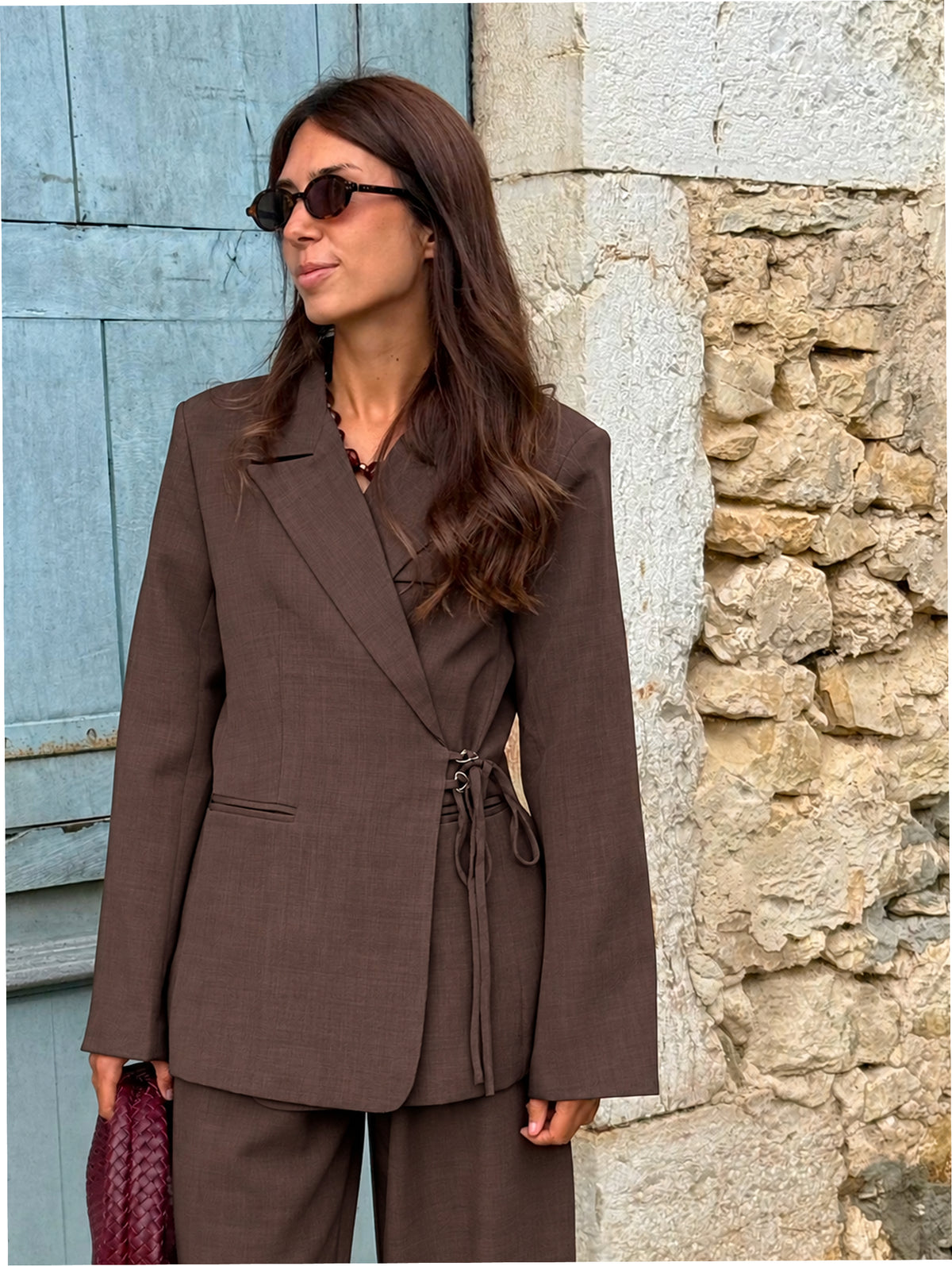 Blazer portefeuille Claudia — Chocolat