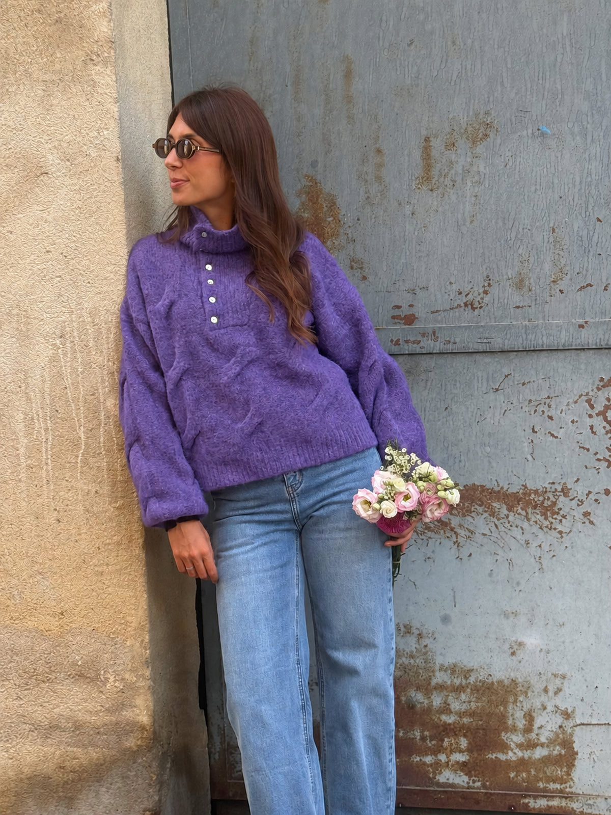 Pull col montant Charlène – Violet