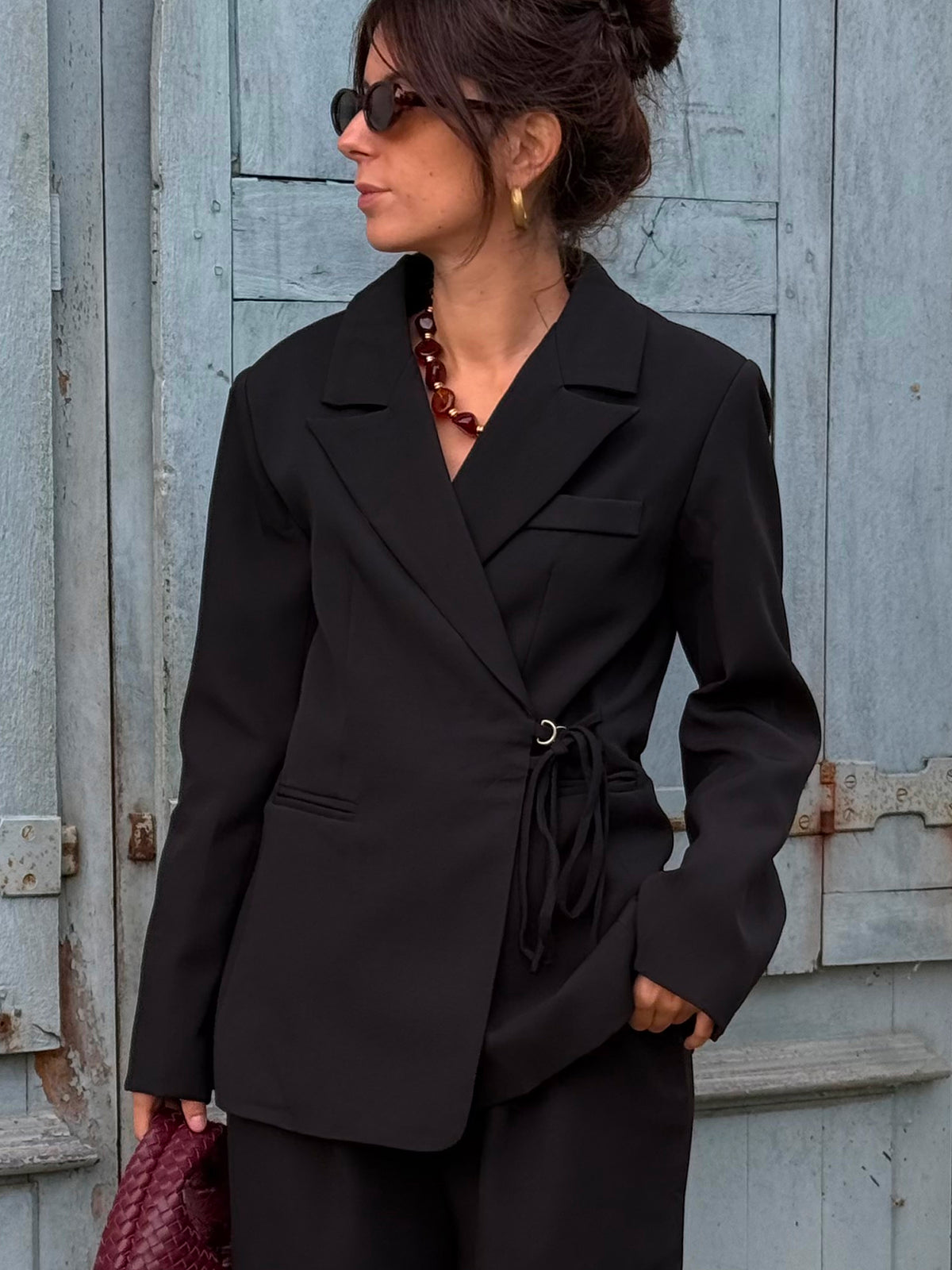 Blazer portefeuille Claudia — Noir