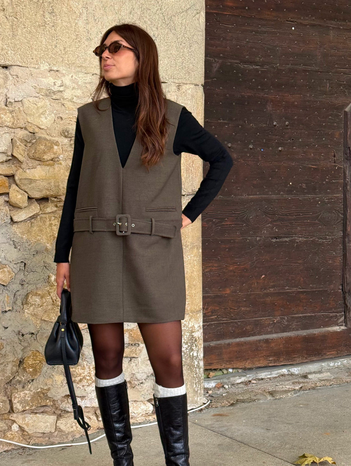 Robe ceinturée Isa — Kaki