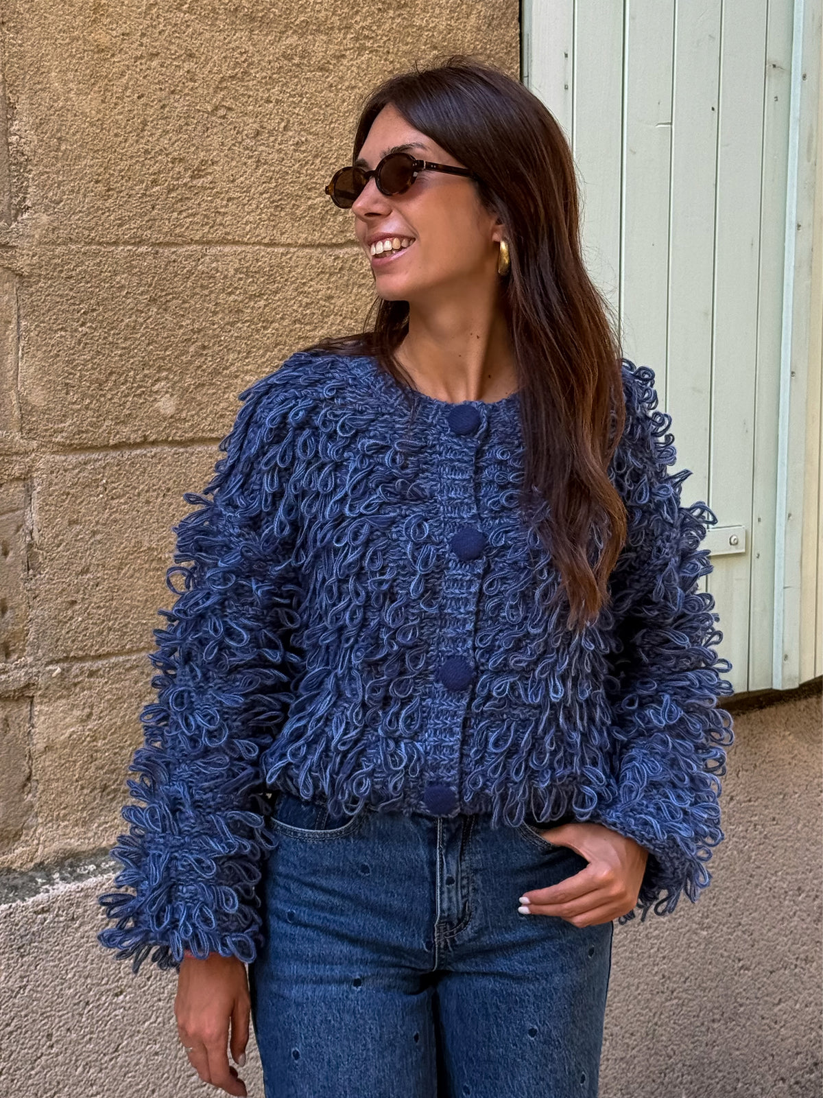 Gilet à maille Madi – Bleu