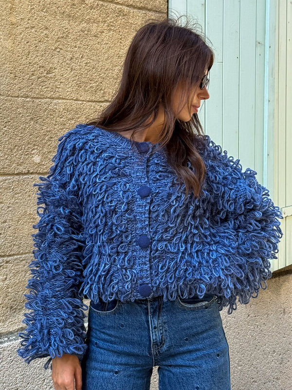 Gilet à maille Madi – Bleu