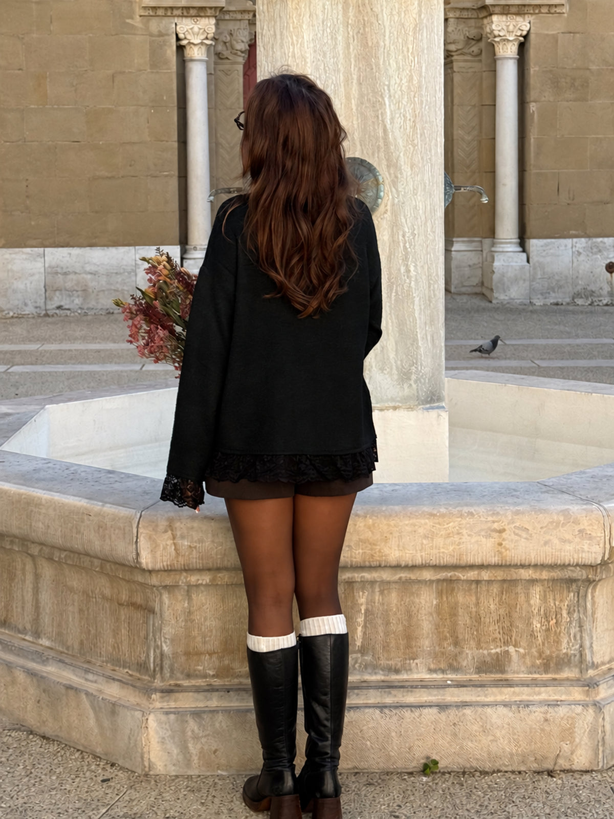 Gilet à dentelle Chantal - Noir