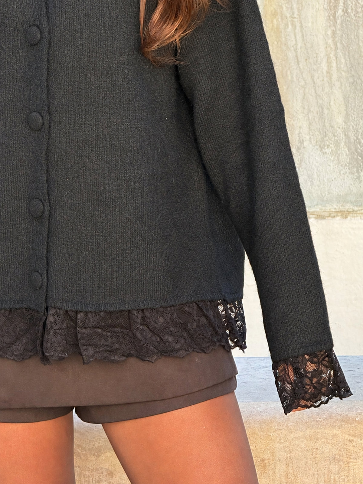 Gilet à dentelle Chantal - Noir