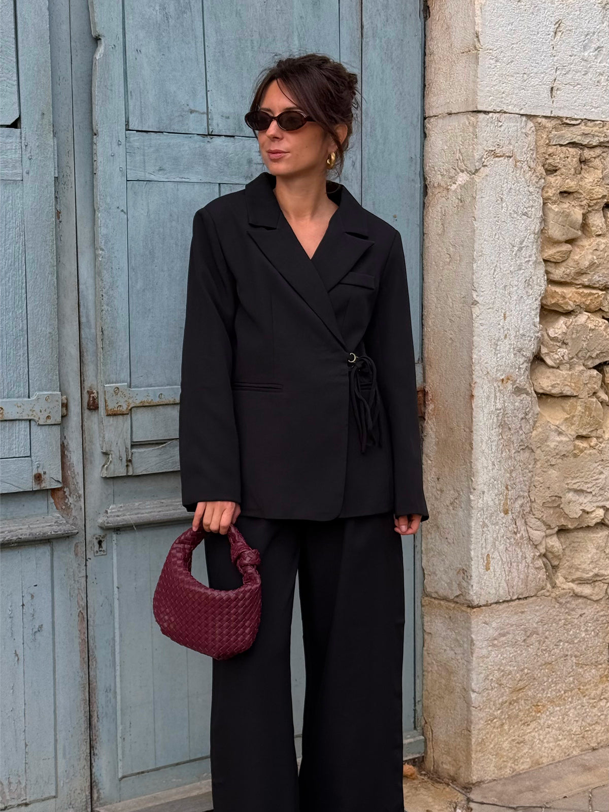 Blazer portefeuille Claudia — Noir