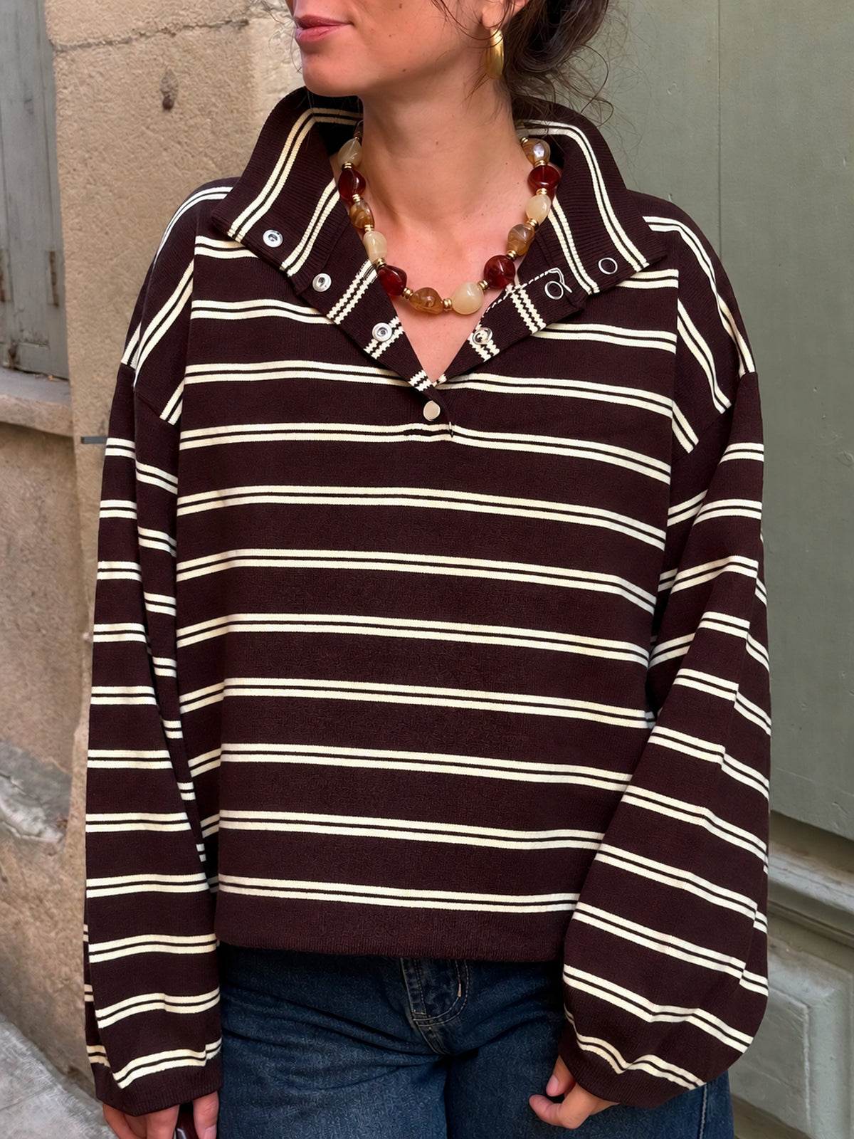 Pull à rayures Clea — Marron